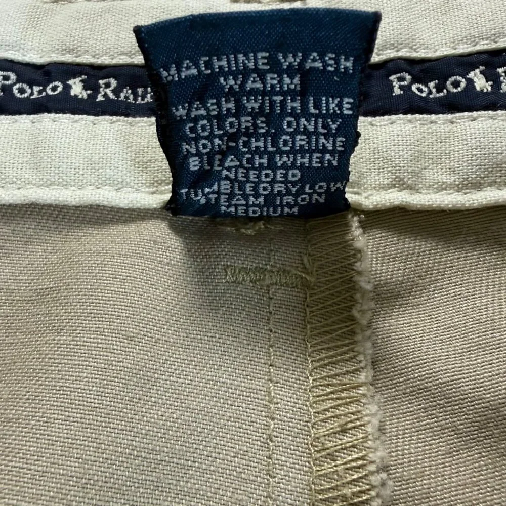 Polo Ralph Lauren Pleated Chino Pants Men‎ 38x32 Khaki Cotton Dress Casual